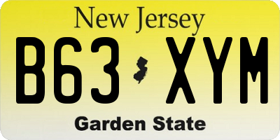 NJ license plate B63XYM
