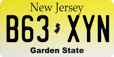 NJ license plate B63XYN