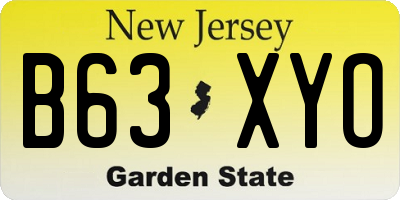 NJ license plate B63XYO