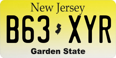 NJ license plate B63XYR