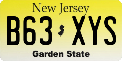 NJ license plate B63XYS