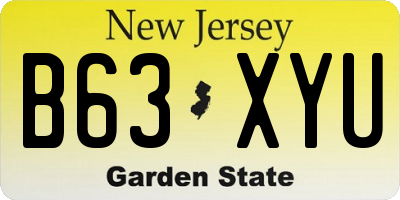 NJ license plate B63XYU