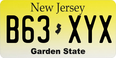 NJ license plate B63XYX