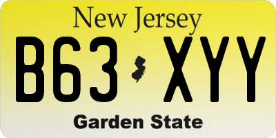 NJ license plate B63XYY