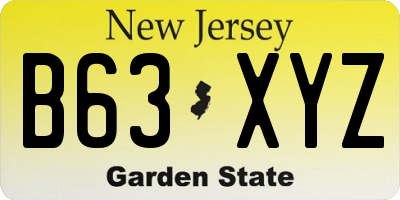 NJ license plate B63XYZ