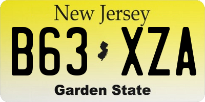 NJ license plate B63XZA