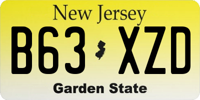 NJ license plate B63XZD