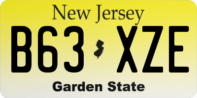 NJ license plate B63XZE