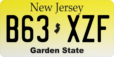 NJ license plate B63XZF