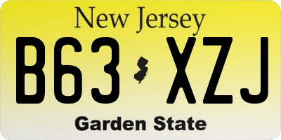 NJ license plate B63XZJ