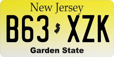 NJ license plate B63XZK