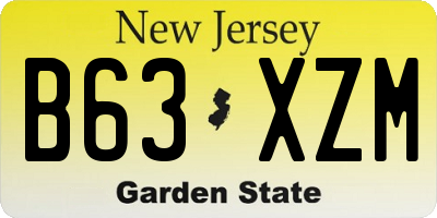 NJ license plate B63XZM