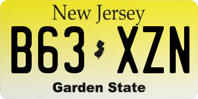 NJ license plate B63XZN