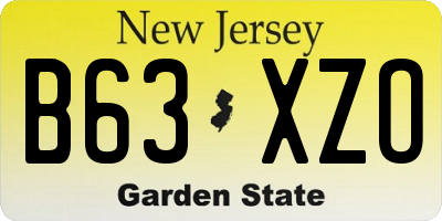 NJ license plate B63XZO