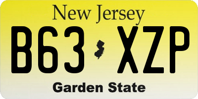 NJ license plate B63XZP