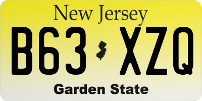 NJ license plate B63XZQ