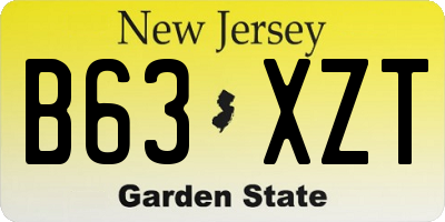 NJ license plate B63XZT