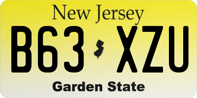 NJ license plate B63XZU