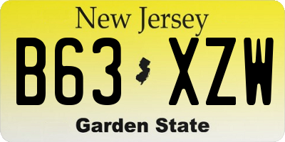 NJ license plate B63XZW