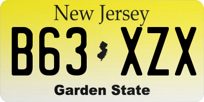 NJ license plate B63XZX