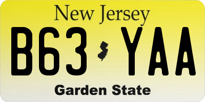 NJ license plate B63YAA