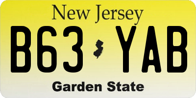 NJ license plate B63YAB