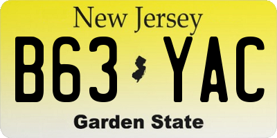 NJ license plate B63YAC