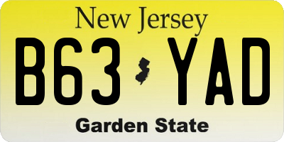 NJ license plate B63YAD