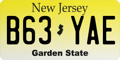 NJ license plate B63YAE