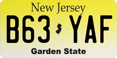 NJ license plate B63YAF