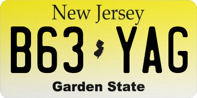 NJ license plate B63YAG