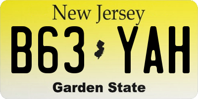 NJ license plate B63YAH