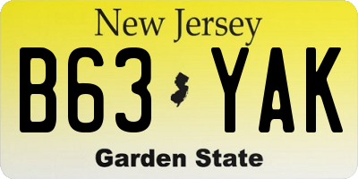 NJ license plate B63YAK