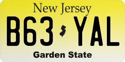 NJ license plate B63YAL