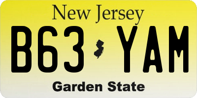 NJ license plate B63YAM