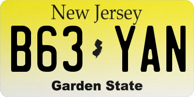 NJ license plate B63YAN