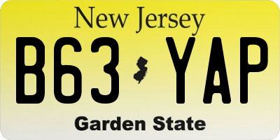 NJ license plate B63YAP