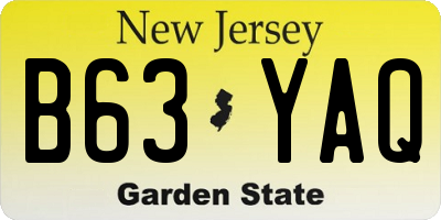 NJ license plate B63YAQ