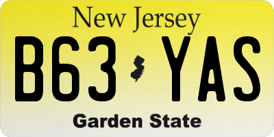 NJ license plate B63YAS