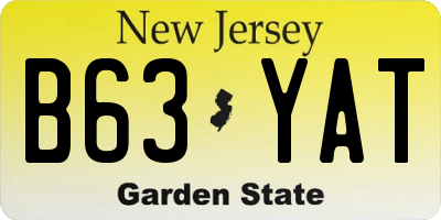 NJ license plate B63YAT