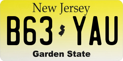 NJ license plate B63YAU
