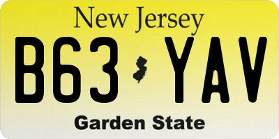 NJ license plate B63YAV