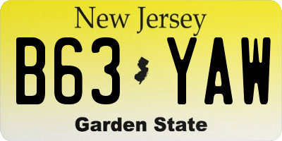 NJ license plate B63YAW
