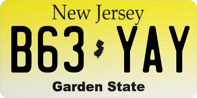 NJ license plate B63YAY