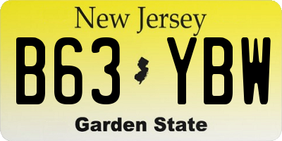 NJ license plate B63YBW