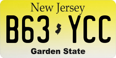 NJ license plate B63YCC