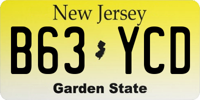 NJ license plate B63YCD