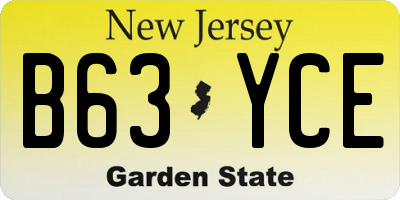 NJ license plate B63YCE