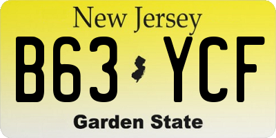NJ license plate B63YCF