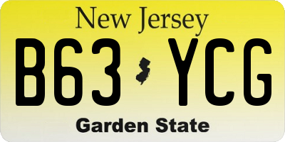 NJ license plate B63YCG